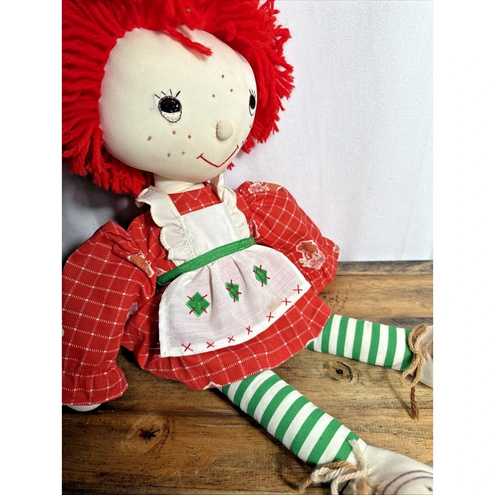 Vintage Strawberry Shortcake Doll 22” Red Plaid Dress Green Stripes 1980s Toys